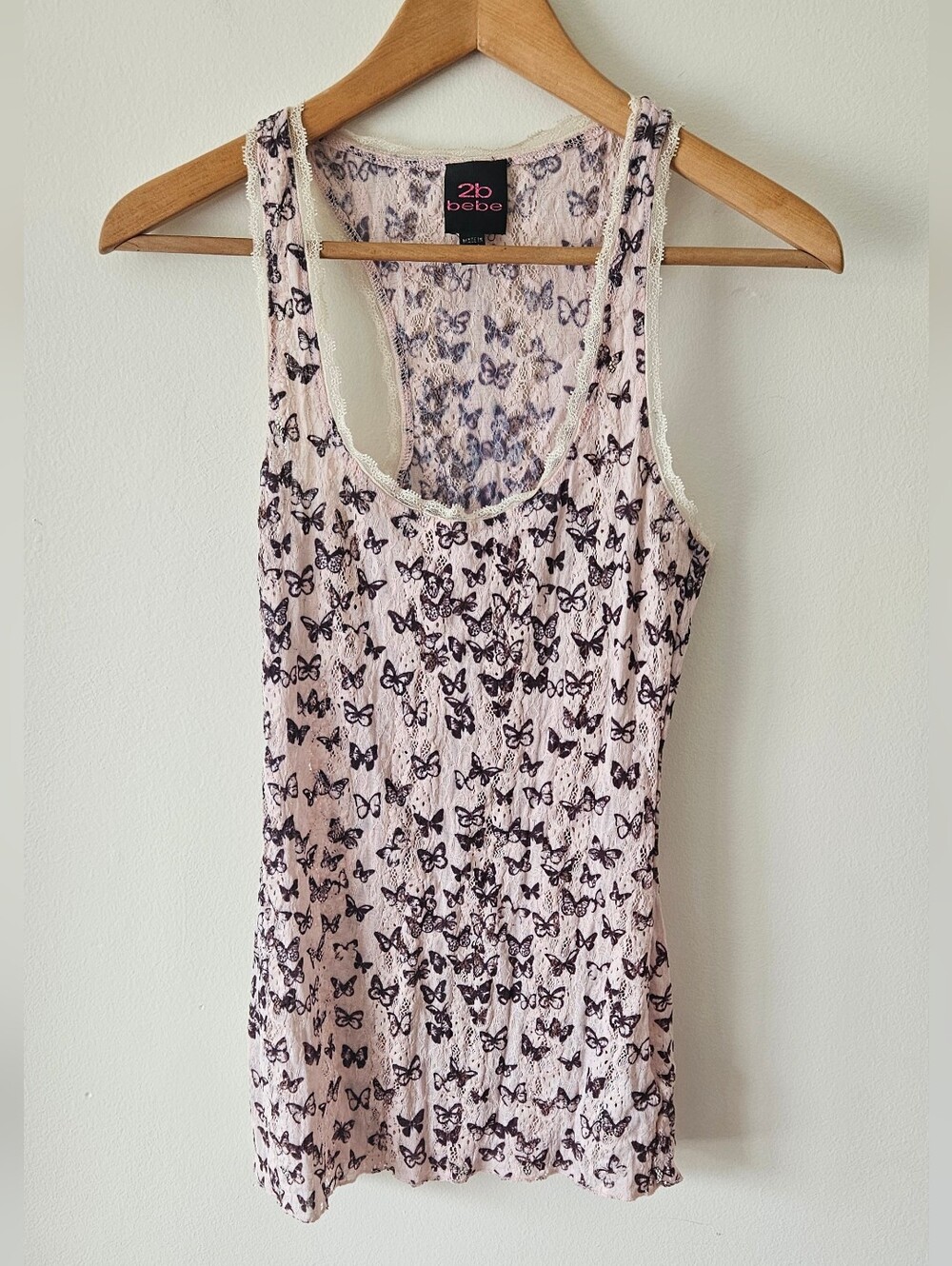 2b bebe Y2k Pink Butterfly Tank Top